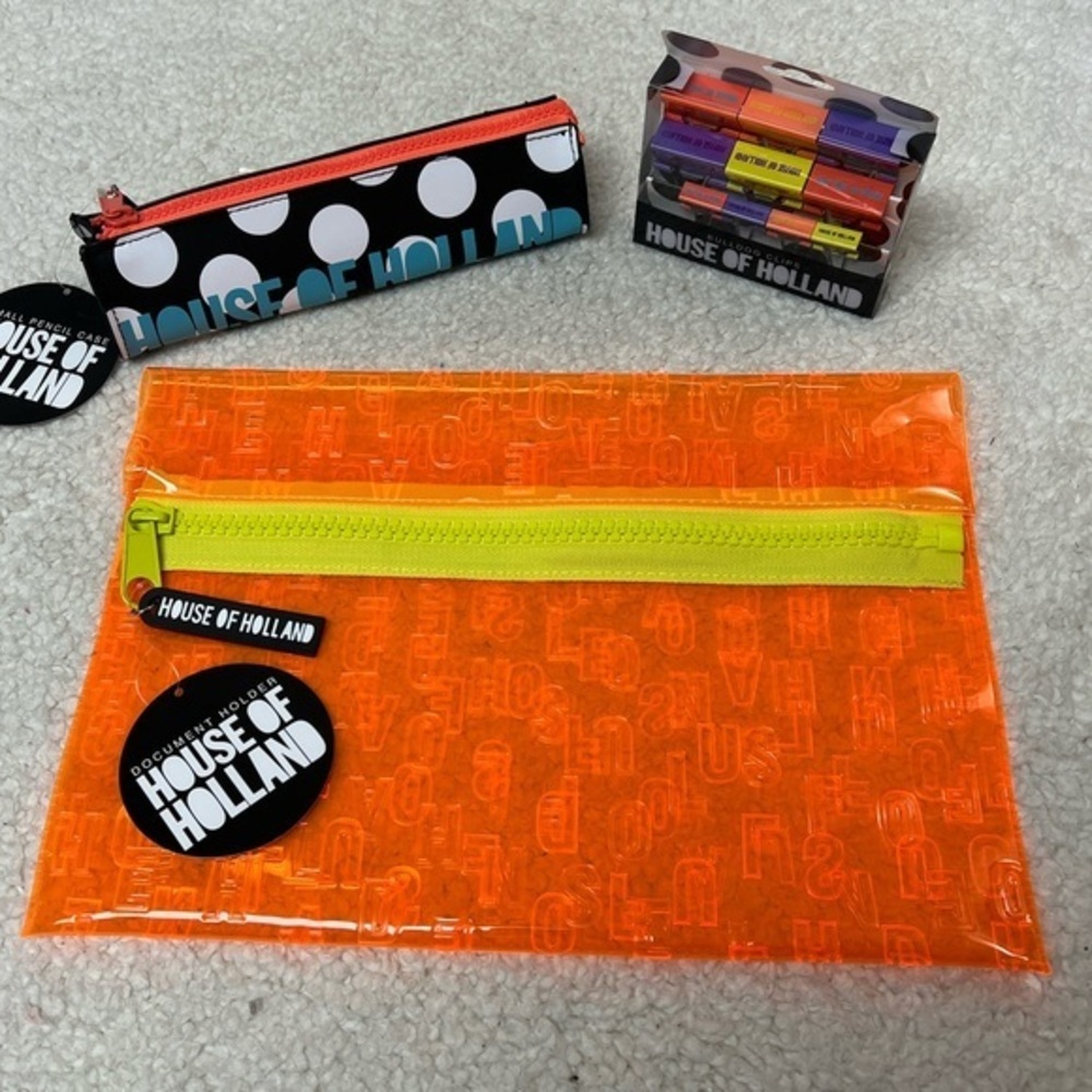 House of Holland Doc/Paper Holder, Task Clips & Pencil Case
